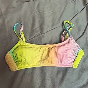 Women’s Bathing Suit pastel rainbow top- XS!